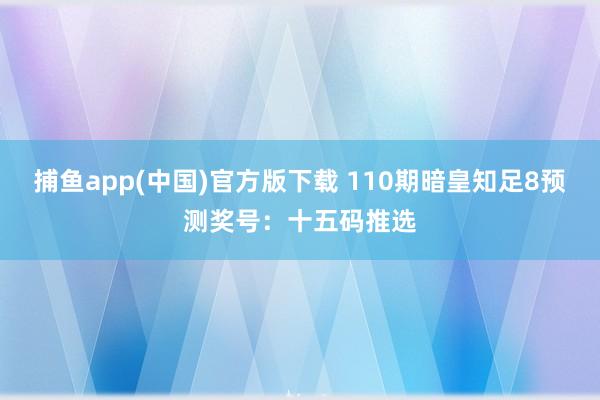 捕鱼app(中国)官方版下载 110期暗皇知足8预测奖号：十五码推选