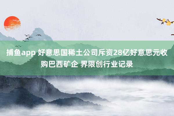 捕鱼app 好意思国稀土公司斥资28亿好意思元收购巴西矿企 界限创行业记录