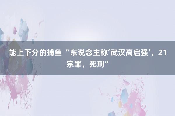 能上下分的捕鱼 “东说念主称‘武汉高启强’，21宗罪，死刑”