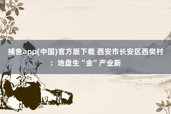 捕鱼app(中国)官方版下载 西安市长安区西樊村：地盘生“金”产业新