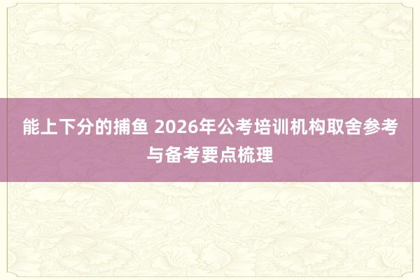 能上下分的捕鱼 2026年公考培训机构取舍参考与备考要点梳理
