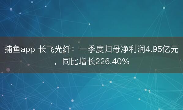 捕鱼app 长飞光纤：一季度归母净利润4.95亿元，同比增长226.40%